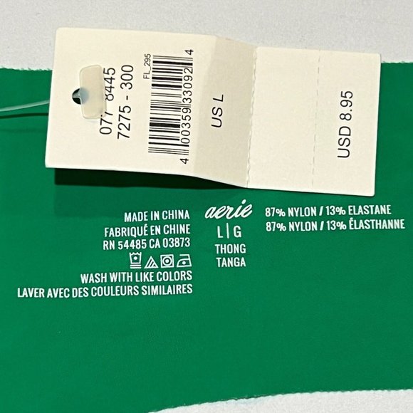 NWT AERIE Thong Sz L Green THE NICE ONE - Picture 3 of 3